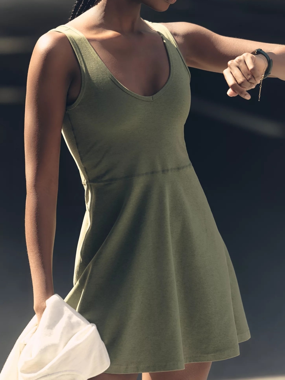 Beyond Yoga Spacedye Movement Dress Olive Green Moss Heather Size L